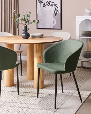 Set of 2 Fabric Dining Chairs Dark Green MASON