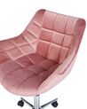 Krzesło biurowe regulowane welurowe różowe LABELLE_854926