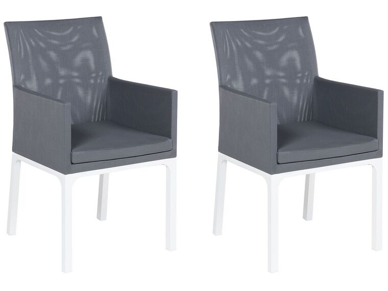 Conjunto de 2 sillas de poliéster gris oscuro/blanco BACOLI_720351
