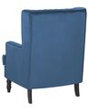 Fotel welurowy z podnóżkiem niebieski SANDSET_776367