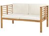 4 Seater Acacia Garden Sofa Set Light Wood with White PACIFIC_897503