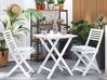 Table et 2 chaises de jardin blanches en bois avec coussins bleus FIJI _764242