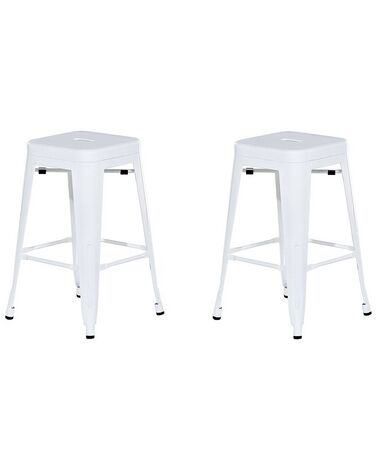 Sada 2 oceľových barových stoličiek 60 cm biela CABRILLO