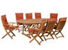 8 Seater Acacia Wood Garden Dining Set Red Cushions MAUI_744097
