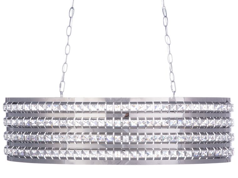 Lampa wisząca z kryształami metalowa srebrna CAVONE_685717