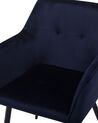 Conjunto de 2 sillas de comedor de terciopelo azul oscuro/negro JASMIN_710920