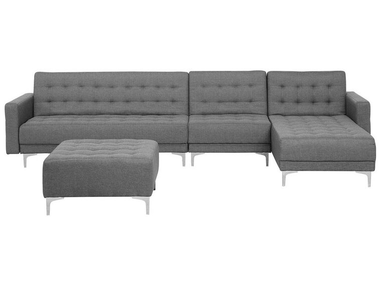 Left Hand Modular Fabric Sofa with Ottoman Grey ABERDEEN_715912