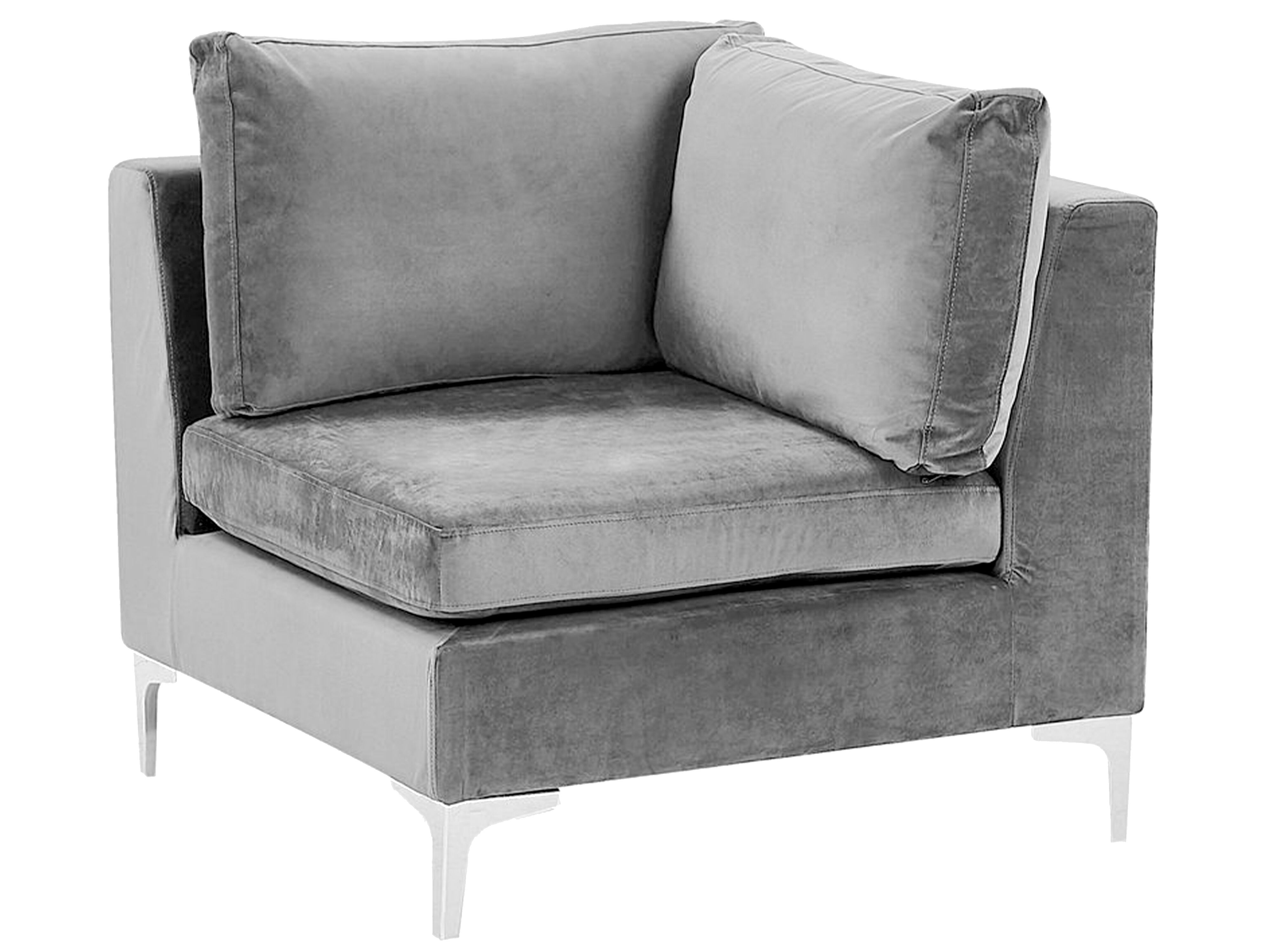Right Hand 4 Seater Modular Velvet Corner Sofa Grey EVJA Beliani.co.uk