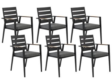 Conjunto de 6 cadeiras de jardim pretas TAVIANO