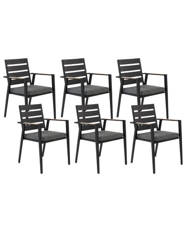 Conjunto de 6 cadeiras de jardim pretas TAVIANO