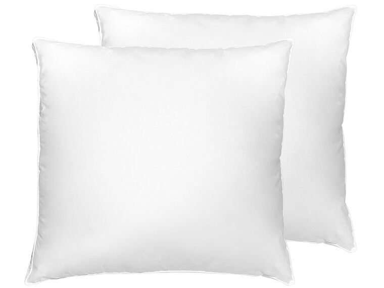 Set of 2 Duck Feathers and Down Bed Low Profile Pillows 80 x 80 cm VIHREN_811392