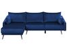 Sofa med LED Højrevendt Velour Marineblå VARDE_772066
