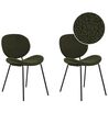 Set of 2 Boucle Dining Chairs Dark Green LUANA_873692