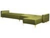 5-seters venstrevendt modulær fløyelssofa med fotskammel grønn ABERDEEN_882414