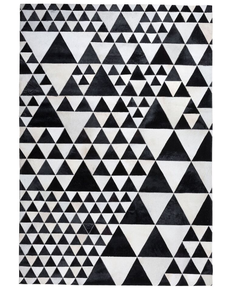 Vloerkleed leer zwart/wit 140 x 200 cm ODEMIS_689618
