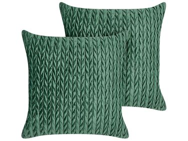 Set of 2 Cushions 45 x 45 cm Green ECLIPTA