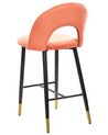 Conjunto de 2 cadeiras de bar em veludo rosa coral FALTON_795840