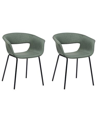 Conjunto de 2 sillas de comedor de tela verde ELMA