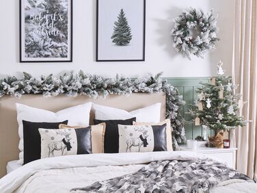 Set of 2 Cushions Reindeer Motif 30 x 50 cm Black and White SVEN