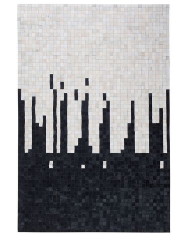 Teppich Kuhfell schwarz/beige 160 x 230 cm Patchwork BOLU