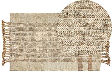 Teppich Jute sandbeige 80 x 150 cm geometrisches Muster Kurzflor ORTAOBA