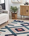 Teppich Baumwolle mehrfarbig 160 x 230 cm geometrisches Muster Fransen Kurzflor KOZLU_816967