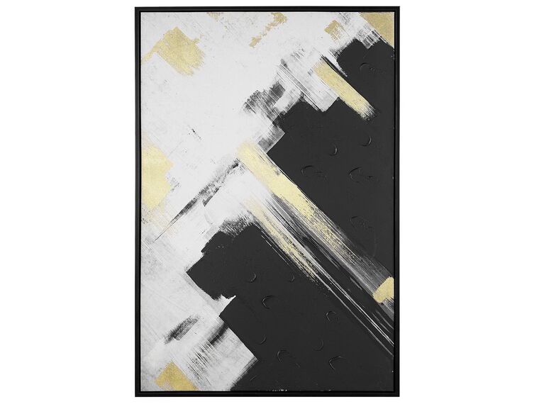 Abstract Framed Canvas Wall Art 63 x 93 cm Black and White SORA_787251