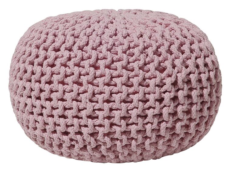 Cotton Knitted Pouffe 40 x 25 cm Pink CONRAD_674143