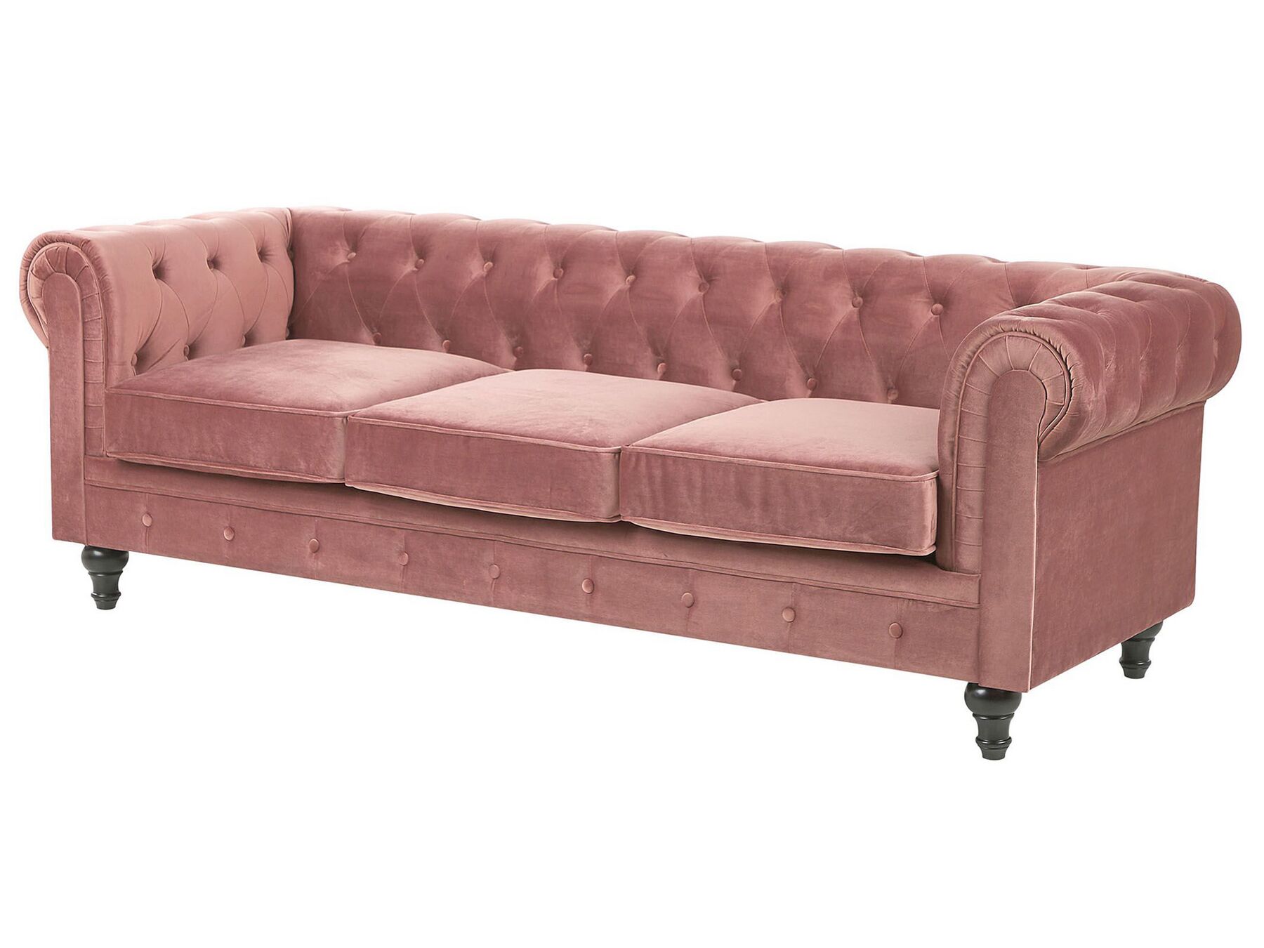 3 Seater Velvet Fabric Sofa Pink CHESTERFIELD Beliani.pt