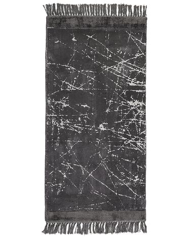 Teppich Viskose dunkelgrau 80 x 150 cm cm abstraktes Muster Kurzflor HANLI