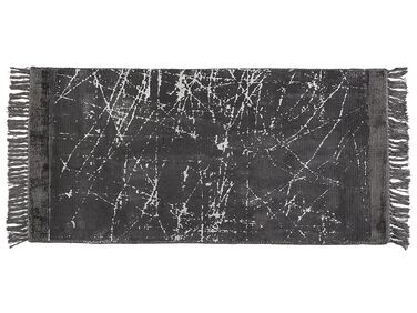 Alfombra de viscosa gris oscuro/blanco 80 x 150 cm HANLI