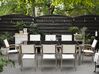 Gartenmöbel Set Naturstein schwarz poliert 220 x 100 cm 8-Sitzer Stühle Textilbespannung weiss GROSSETO_378491