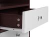 Mesa de cabeceira com 2 gavetas em madeira escura e branco ARVIN_754285