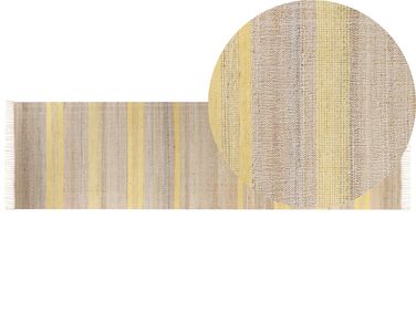 Teppich Jute beige / gelb 80 x 300 cm Streifenmuster Kurzflor zweiseitig TALPUR