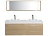 Badrumsmöbler väggskåp spegel och 2 tvättställ beige MALAGA_768798