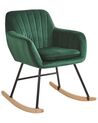 Cadeira de baloiço em veludo verde esmeralda LIARUM_800195