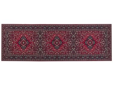 Teppich rot orientalisches Muster 80 x 240 cm Kurzflor VADKADAM