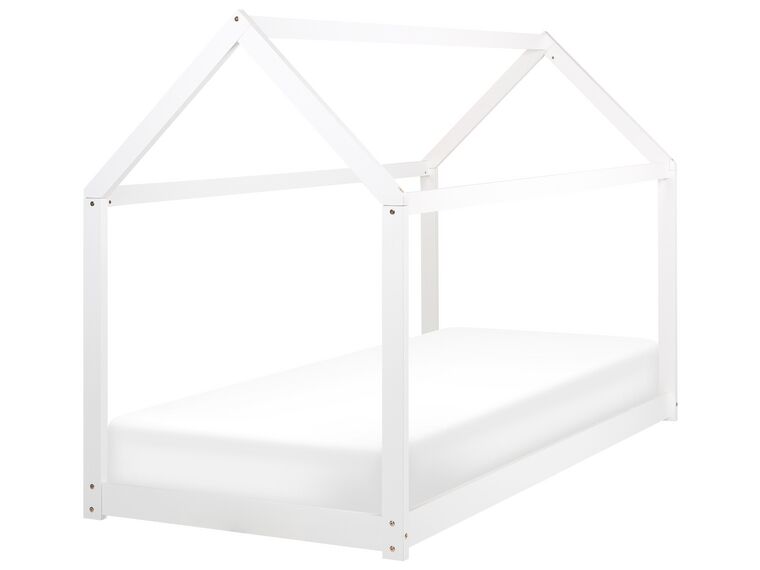 Wooden Kids House Bed EU Single Size White TOSSE_864003