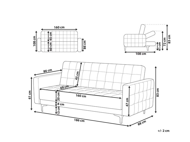 3 Seater Velvet Sofa Bed Navy Blue ABERDEEN Beliani.co.uk
