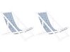 Set of 2 Sun Lounger Replacement Fabrics White and Blue ANZIO / AVELLINO_800382