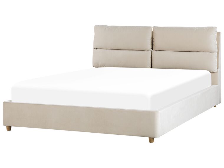 Velvet EU King Size Ottoman Bed Light Beige BATILLY Beliani.co.uk