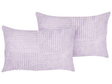 Set of 2 Corduroy Cushions 47 x 27 cm Violet MILLET