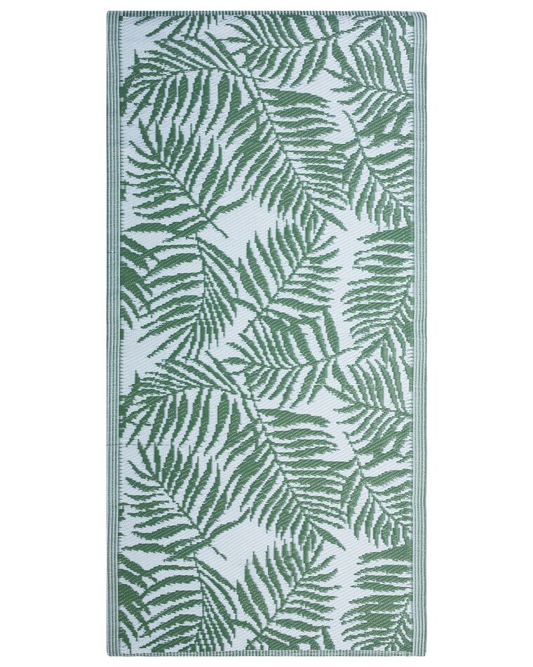 Outdoor Teppich dunkelgrün 90 x 150 cm Palmenmuster zweiseitig Kurzflor KOTA_716056