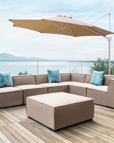 Cantilever Garden Parasol ⌀ 2.95 m Taupe and White SAVONA II