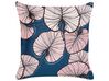 Set of 2 Velvet Cushions Leaf Pattern 45 x 45 cm Blue and Pink CHRYSANTHEMUM_837796