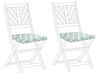 Set of 2 Outdoor Seat Pad Cushions Diamond Pattern Green and White TERNI_844207