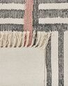 Teppich Baumwolle beige / schwarz 160 x 230 cm abstraktes Muster Fransen Kurzflor MURADIYE_817041