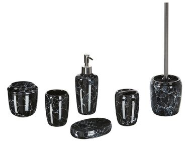 Badezimmer Set 6-teilig Keramik schwarz Terrazzo Optik PALMILLA