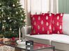 Set of 2 Velvet Cushions Christmas Tree Pattern 45 x 45 cm Red CUPID_814298