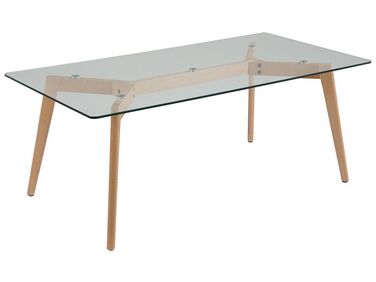 Tavolino basso da caffè legno e vetro trasparente 120 x 60 cm HUDSON